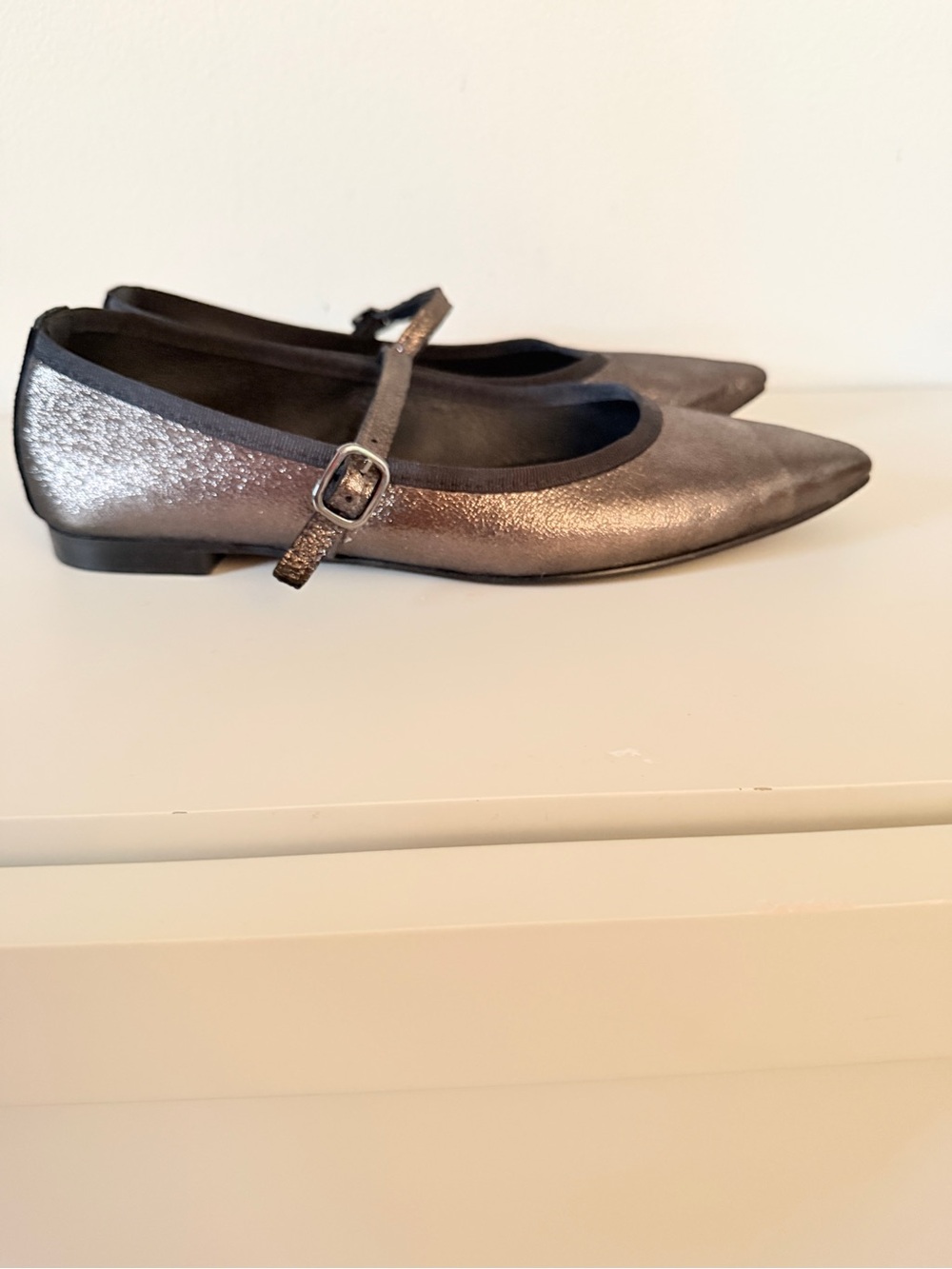Anthropologie Maypol Metallic Mary Jane Flats Leather Made in Spain. Sz 38 - Picture 3 of 6